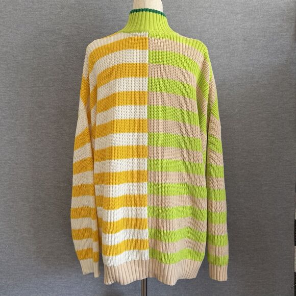 STAUD Cabana Knit Hampton Oversized Sweater M Stripe Multi Bright Bold Statement - Picture 6 of 12
